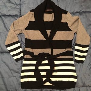 The Limited black/white/gray striped cardigan
